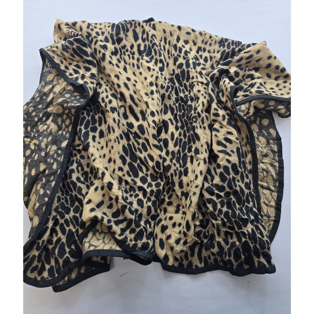 Marc New York Andrew Marc Leopard Print Wrap Shawl Toggle Closure One Size